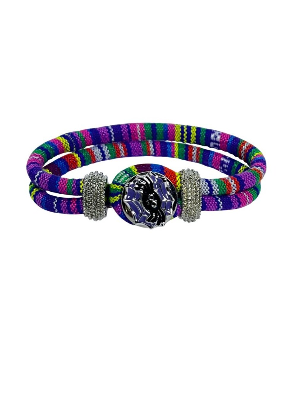Magnolia and Vine Serape Striped Snap Charm Bracelet W/Halloween Spider (6504)